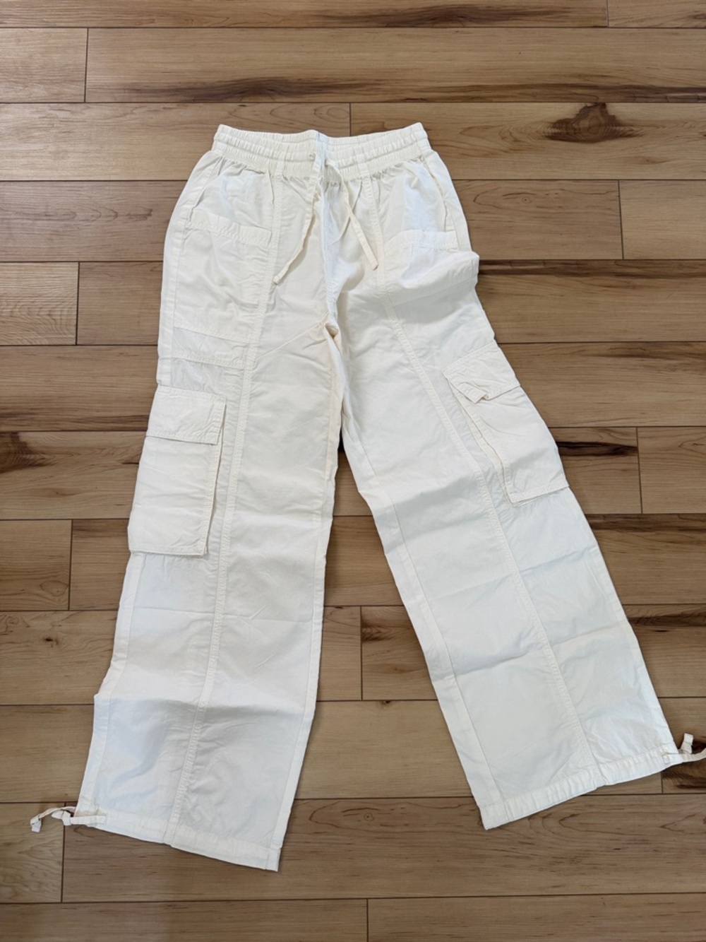 aerie White Cargo Wide-Leg Pants